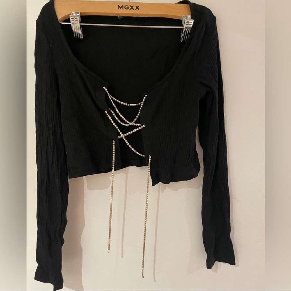 SHEIN Black Long Sleeve with diamond details
